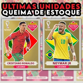 kit 80 Figurinhas - Cristiano Ronaldo Neymar Messi - Legend extra Copa do Mundo 2022 - CR7, Messi DOURADA Copa 2022