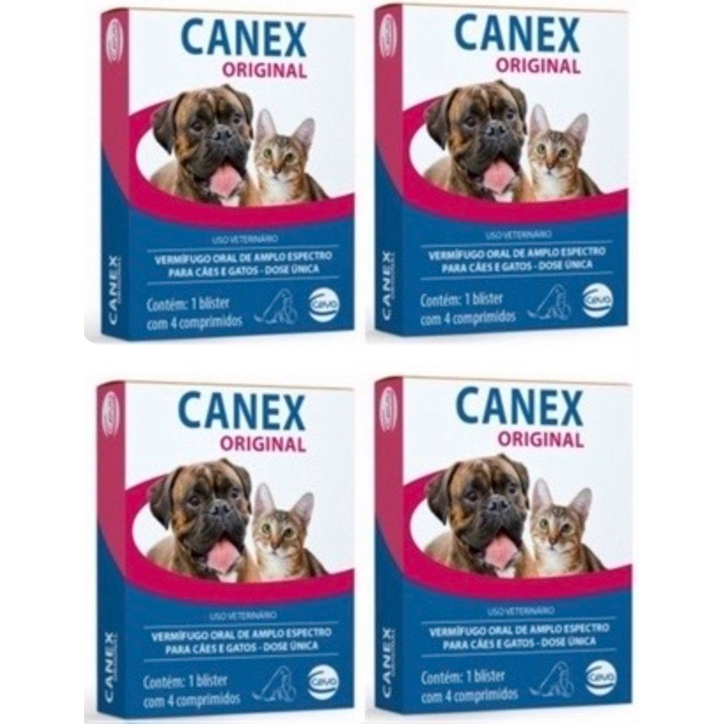 Kit C/4 Caixas com 4 comprimidos cada, Canex Original Vermifugo De Caes ...
