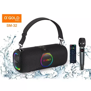 Caixa De Som  Bluetooth 120w Ipx6 Resistente  A Agua Com Microfone E Controle  AGOLD Sm-32 em Oferta na Shopee