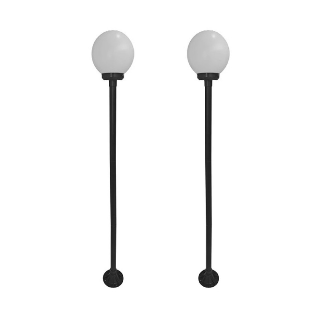 Poste Para Jardim Com Globo 30cm, Alumínio Preto, 2,16 Metros KIT 2 PEÇAS