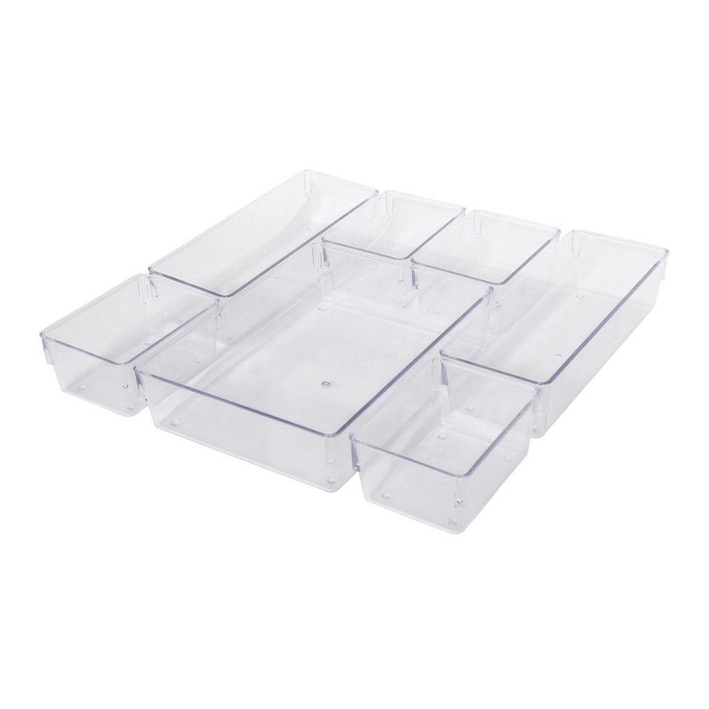 Kit 7 Organizador Multiuso Modular Gavetas Acrílico Cristal