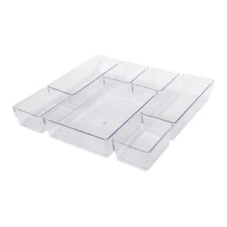 Kit 7 Organizador Multiuso Modular Gavetas Acrílico Cristal