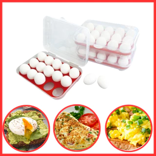 Organizador Porta Ovos Geladeira Grande Com Tampa 15 Un Cor Vermelho kit 2 Unid Totalizando 30 unid
