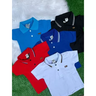 KIT 5 Camiseta Polo Menino Criança e Juvenil Blusas Infantil 100% Algodão Criança Jovem Masculina Tamanho 1 ao 14 anos Promoção Barata