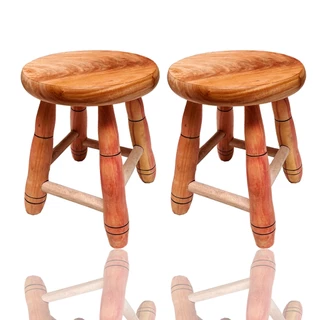 Kit 2 Banquinho De Madeira Banqueta Pequena Tamborete 30cm Alt Maciça Infantil