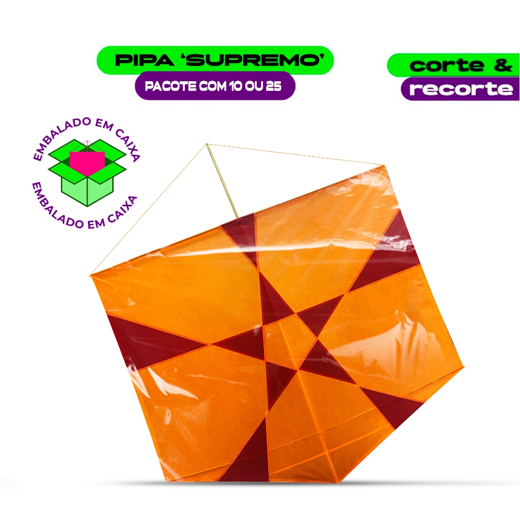Pipa Supremo 60cm - Pacote Corte & Recorte - 10 ou 25 pipas | Shopee Brasil