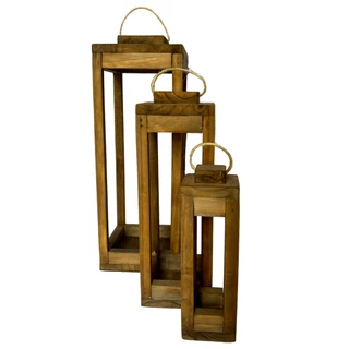 Conjunto Lanterna Marroquina Para Velas De Madeira Rústica