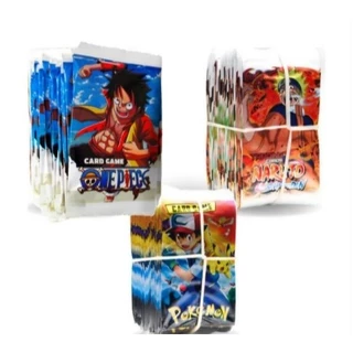 KIT 200 CARDS SORTIDOS NARUTO + ONE PIECE + POKEMON 50 PACOTES