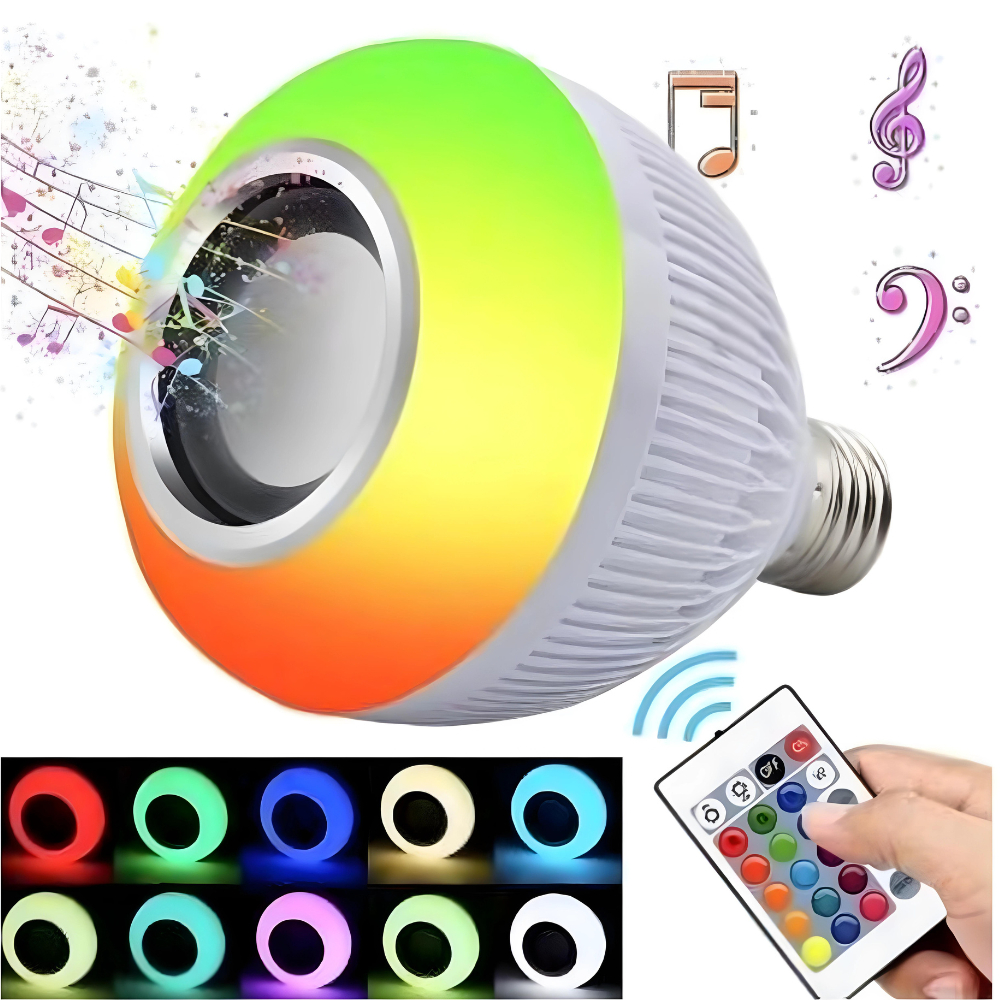 Kit 3 Lampada Bluetooth De Led Caixa De Som C Controle Rgb 12W