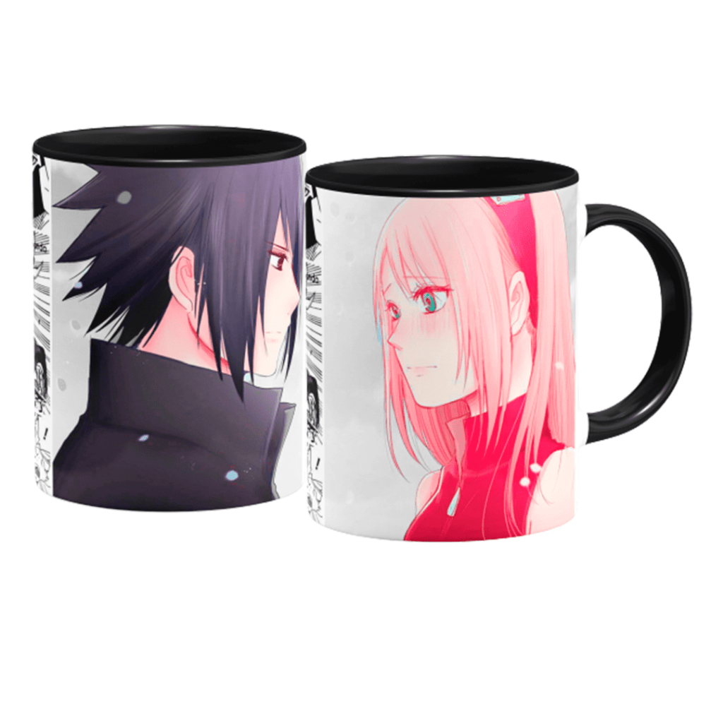 Caneca Otaku De Casal Metadinha - Sasuke e Sakura Shippuden
