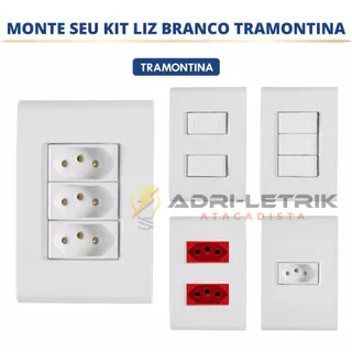 Conjunto de tomadas e interruptores linha Liz branca Tramontina 4x2