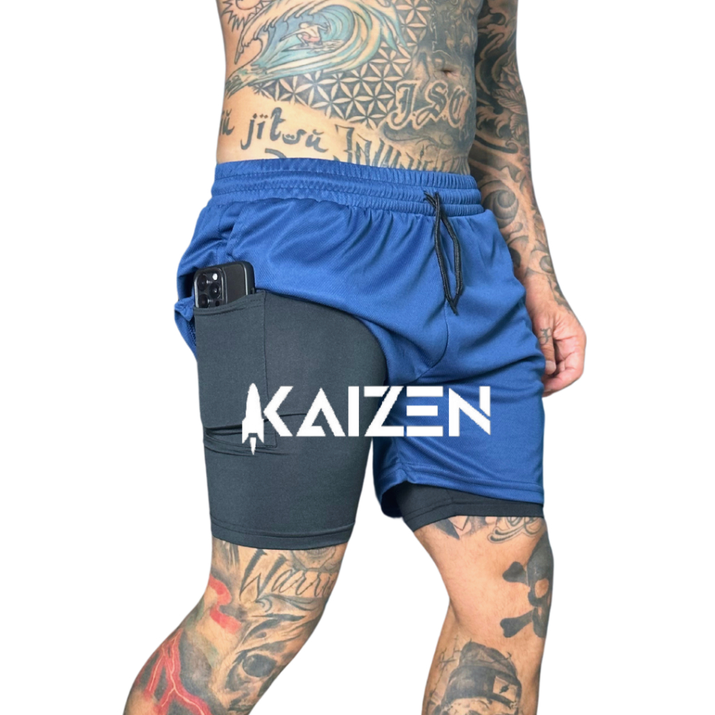 BERMUDA 2 EM 1 COMPRESAO CALÇAO PARA ACADEMIA e corrida masculino