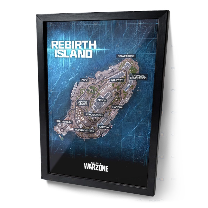 Quadro Mapa Rebirth island COD Warzone Moldura com Vidro | Shopee Brasil