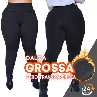 Calça Legging Peluciada Grossa Plus Size Zero Transparência Leg Feminina com Elastano