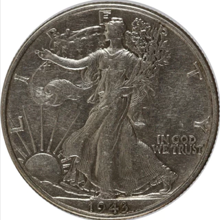 Numismática. Moeda de Prata dos Estados Unidos Half Dollar 1943