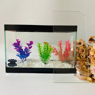 25cm x 12cm x 17cm Aquário de betta com 3 plantas artificiais 1 pacote de pedra para decoração live