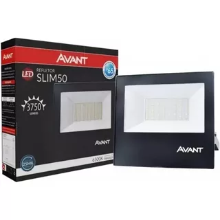 Refletor Holofote Slim LED, 50W, Preto, Luz branca 6500K, IP65, Prova d