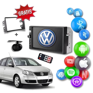 Kit Multimídia Mp5 2din Polo (2005 até 2013) Bluetooth Espelhamento USB + moldura + camera de re