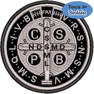 Patch Bordado Medalha de São Bento 8x8 cm Cód.4927 aplique de tecido