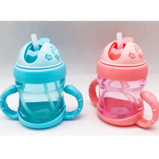 Garrafa De Água Copo para Bebe Com Tampa E Canudo + Alça De Plástico 220ML em Oferta na Shopee