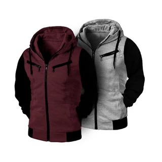Kit 02 Blusas de Frio Masculino e Feminino Casaco College Raglan Com Zíper