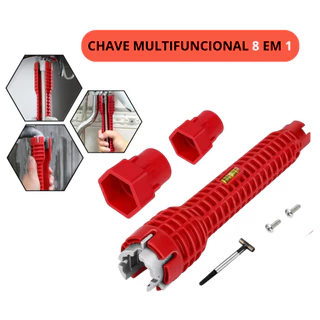 Chave Hidráulica 8 em 1 Ferramenta Profissional Encanamento Multiuso Instalar Torneira Pia e Reparos de Difícil Acesso