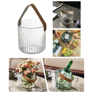 Kit 4 Balde de Gelo Acrílico Ou Vaso de Flor Multiuso Com Alça Para Piquenique Mesa Decorativo