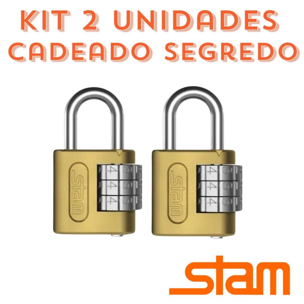 2 Cadeado de Segredo com senha Stam 25mm ou 40mm Zamac Latonado Original