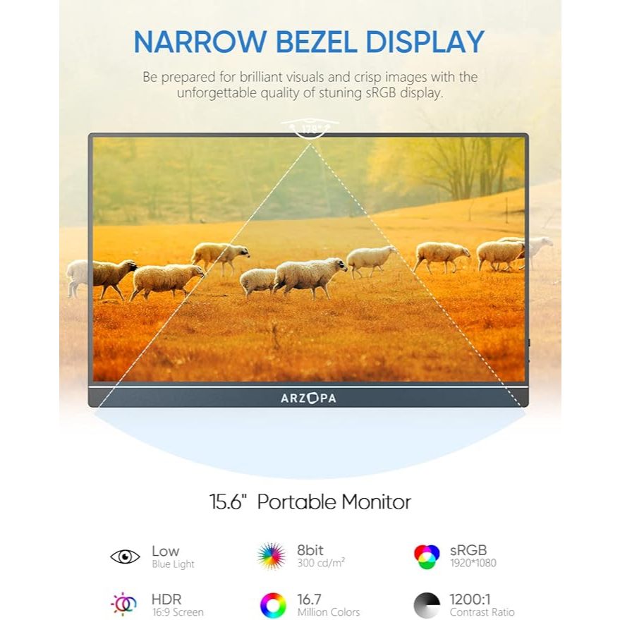 Monitor Portátil Arzopa 15,6'' A1 Gamut Ultrafino 1080p Fhd