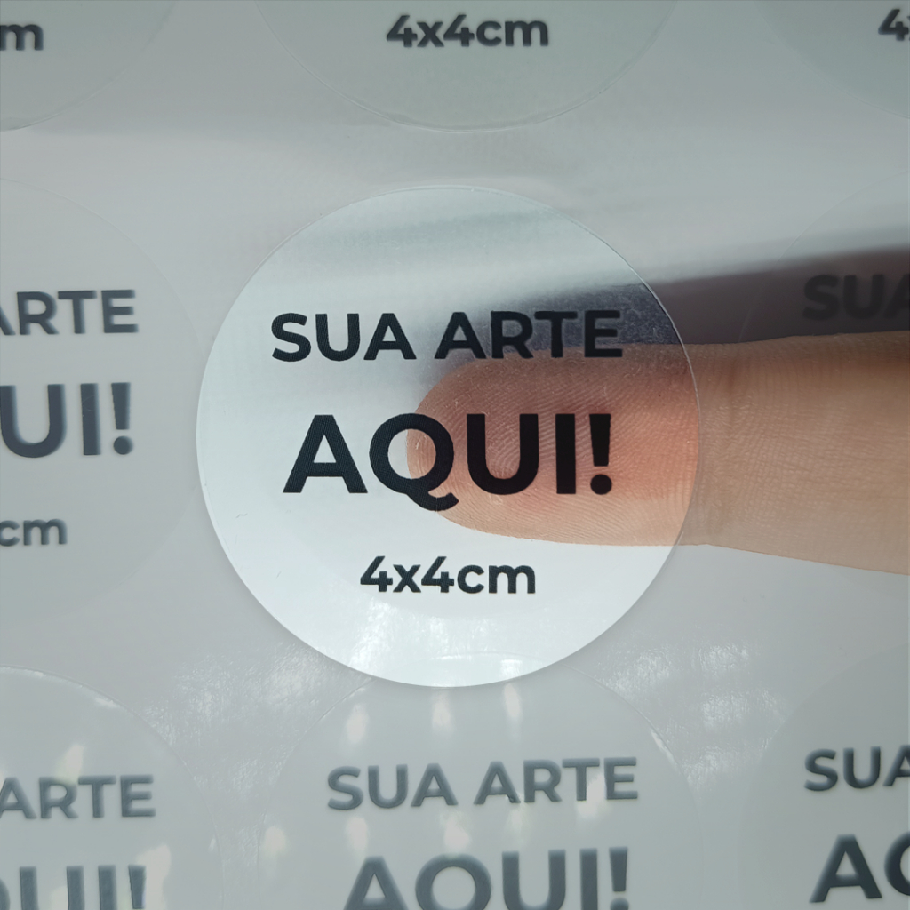 50 Adesivos Transparentes Personalizados Etiquetas Rótulo 4x4 cm com ...