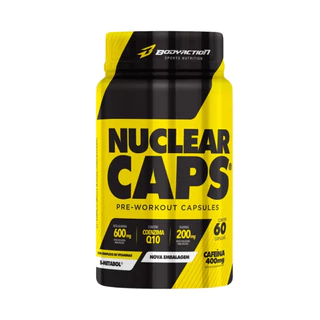 Pre Treino Nuclear Rush 60 Cápsulas Bodyaction Cafeína B Alanina Boro Taurina Coq-10 Sabor Sem Sabor