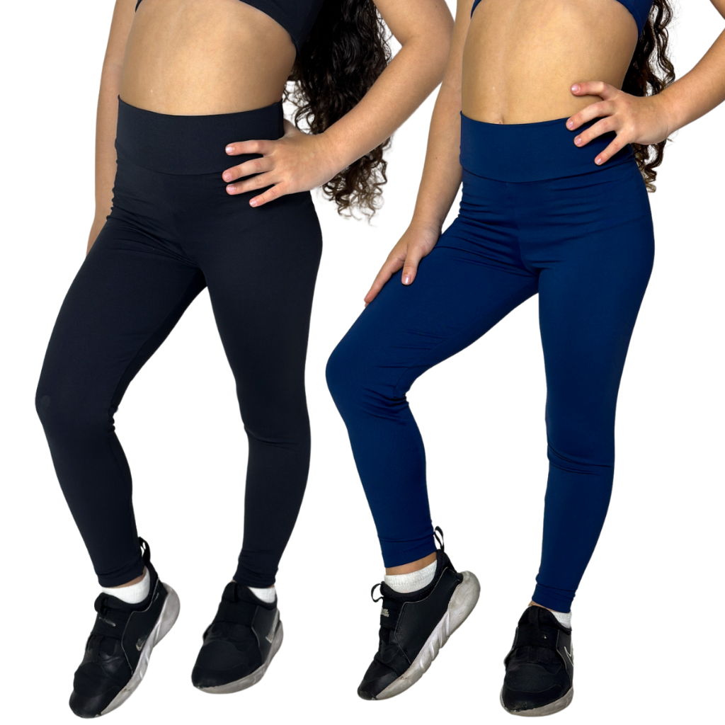 Kit Calças Legging infantil feminina Ginástica Treino Escola