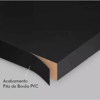 Fita de Borda PVC de 35mm TX acabamento para móveis MDF Preto