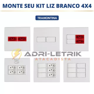 Conjuntos de tomadas e interruptores Liz Branca 4x4 Tramontina