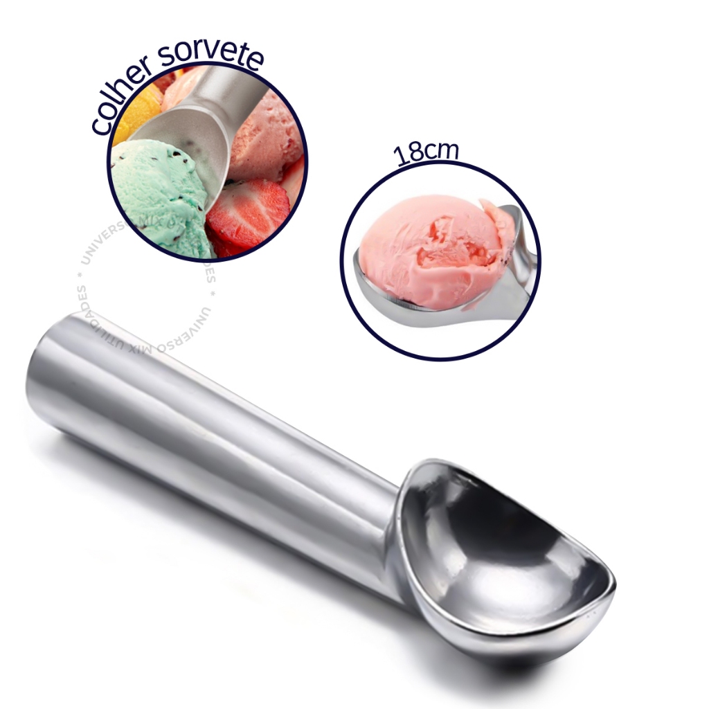 Colher Concha Pegador De Sorvete Açaí Inox Bola Simples