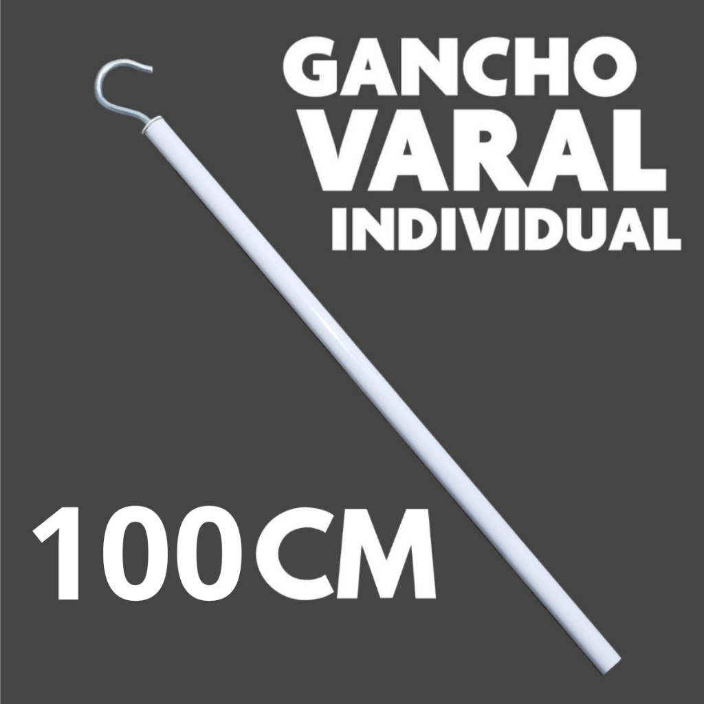 Haste Gancho Varal De Teto Parede Individual Aluminio 100 Cm