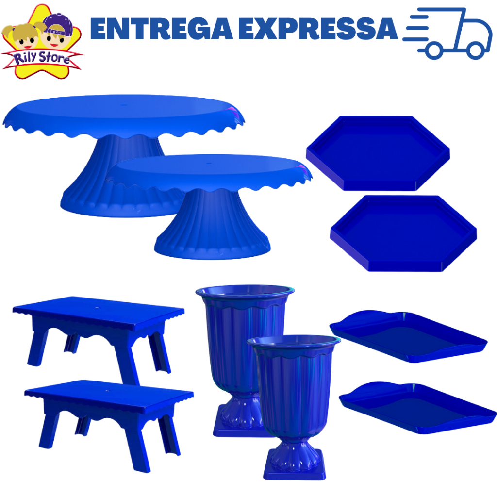 Kit Festivo Boleira Cake Renda Cm Vasos Grego Mesinhas Mini Sextavadas