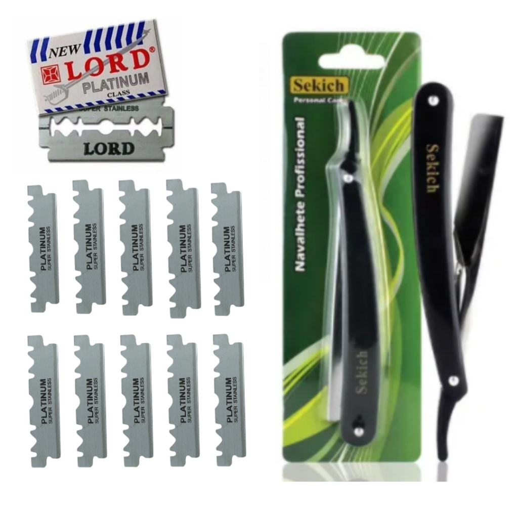 Navalhete Para Barbear Profissional Sekich Navalha + 5 lâminas