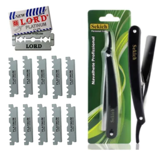 Navalhete Para Barbear Profissional Sekich Navalha + 5 lâminas