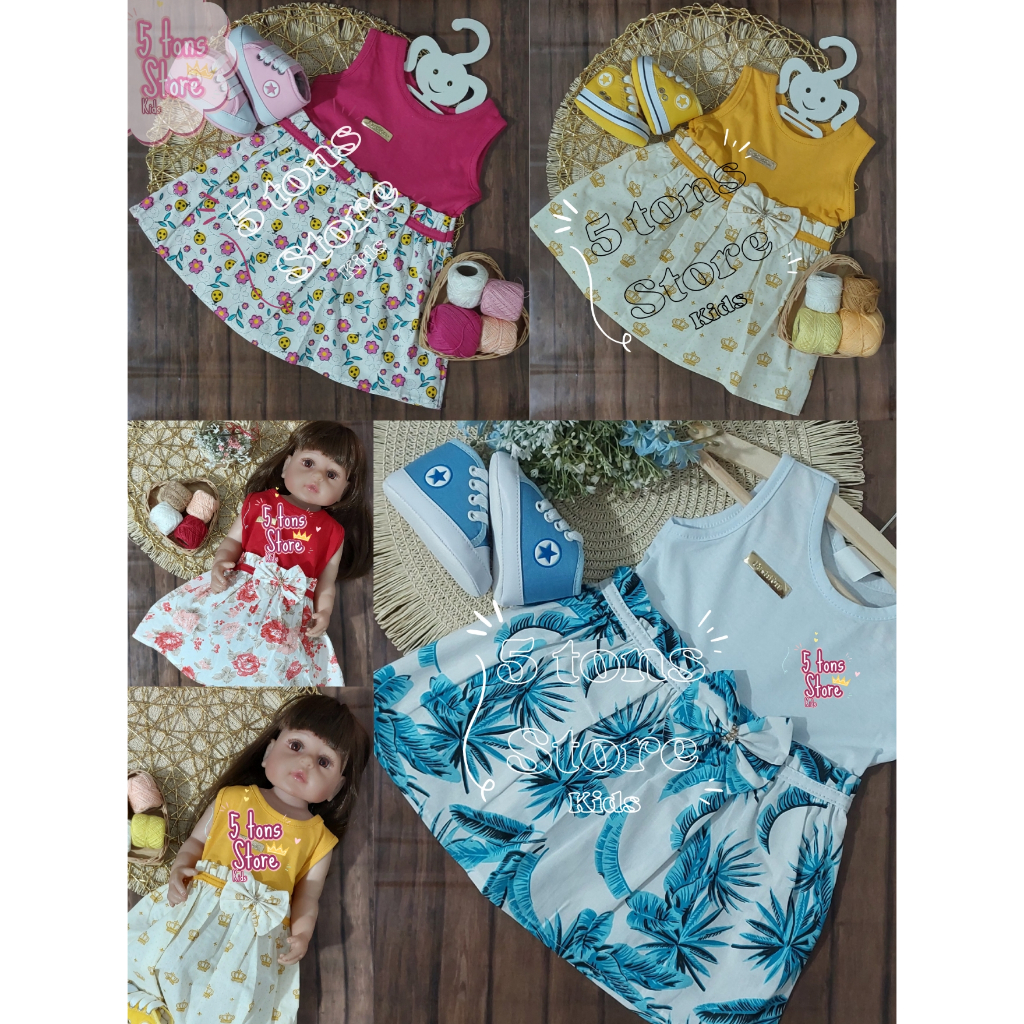 Kit 3 Vestidos Princesa com Lacinho na Frente Bebê Menina