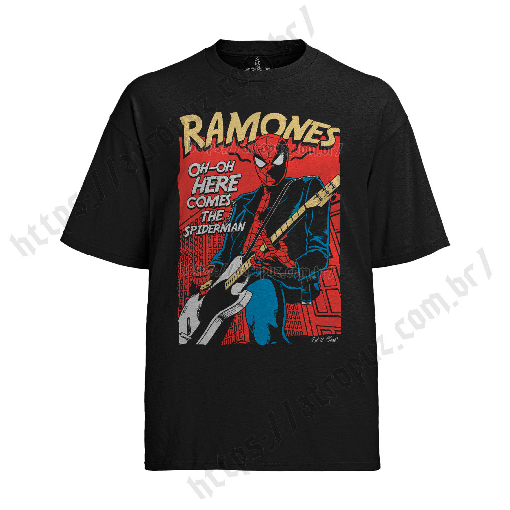 Camiseta Algodão Unissex Graphic tee Ramones Spider Man