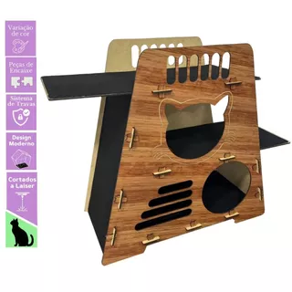 Arranhador Casinha Toca Para Gatos Carpete Mdf Exclusivo