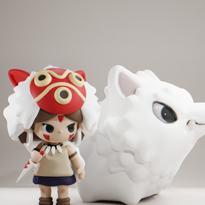 Miniatura 3D Princesa Mononoke & Moro | Studio Ghibli | Mononoke Action ...