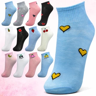 12 Pares De Meias Femininas Estilosas Com Estampa Variadas