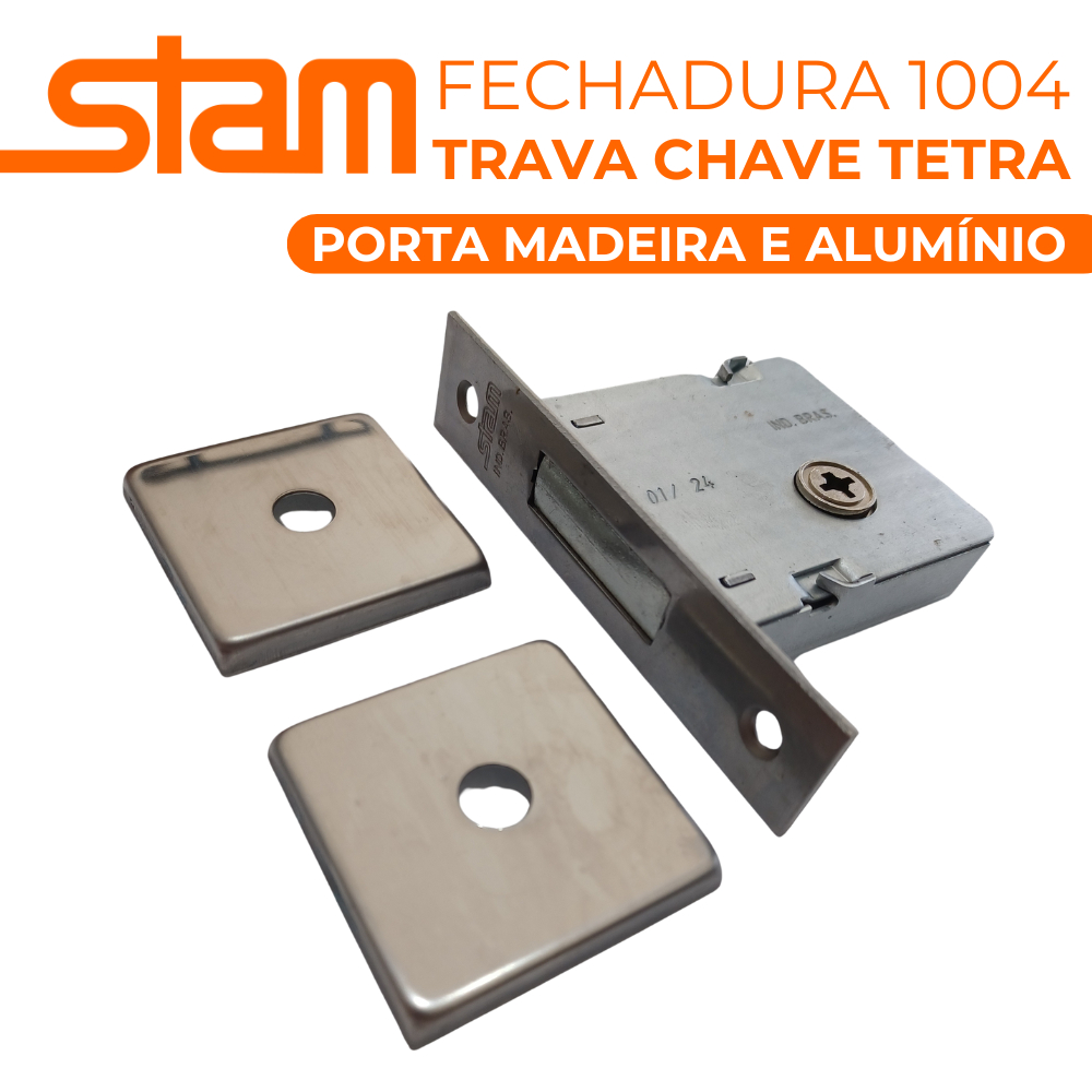 Fechadura Auxiliar 1004 Trava Tetra Stam Porta Madeira Roseta