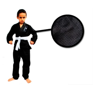 Kimono Infantil Trançado Leve Preto Jiu Jitsu Judo + Faixa Graduação