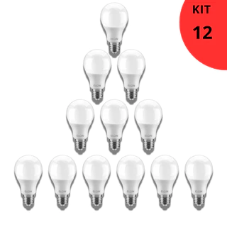 Kit 12 Lâmpada Led 12W Bulbo Luz Branco Frio Luz Branco frio 110v/220v Bivolt