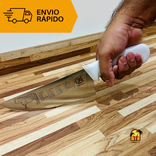 Faca de Açougueiro 8" SQ Qualit para Cozinha e Churrasco com Lâmina Larga em Aço Inoxidável