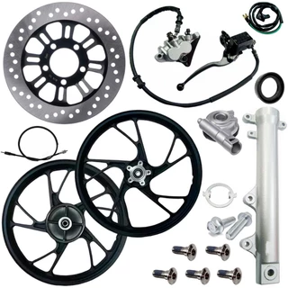 Kit Sistema Freio Disco Dianteiro Cg Titan Fan 150 2009 A 2013 Roda Jante Liga Leve Pé Galinha