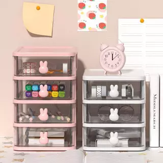 Gaveteiro De Armazenamento , gaveta Rosa Transparente, Caixa De Armazenamento De Plástico Mini, Organizador De Maquiagem e Papelaria
